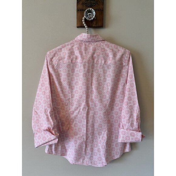 Brooks Brothers Petite Womens Size 6P Pink Floral Blouse Button Front Fitted - Picture 3 of 4